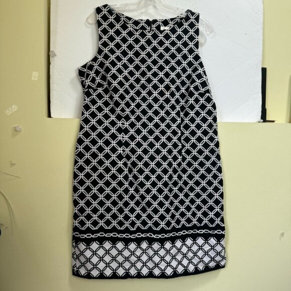 Tradition Vintage Cotton Graphic Sheath Stretch Midi Dress Sleeveless ZipSlit 12 - Picture 10 of 16